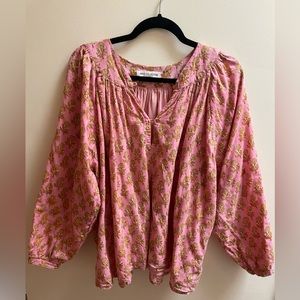Emerson Fry Olympia Shirt- India Collection, Little Marigolds pink organic sz L